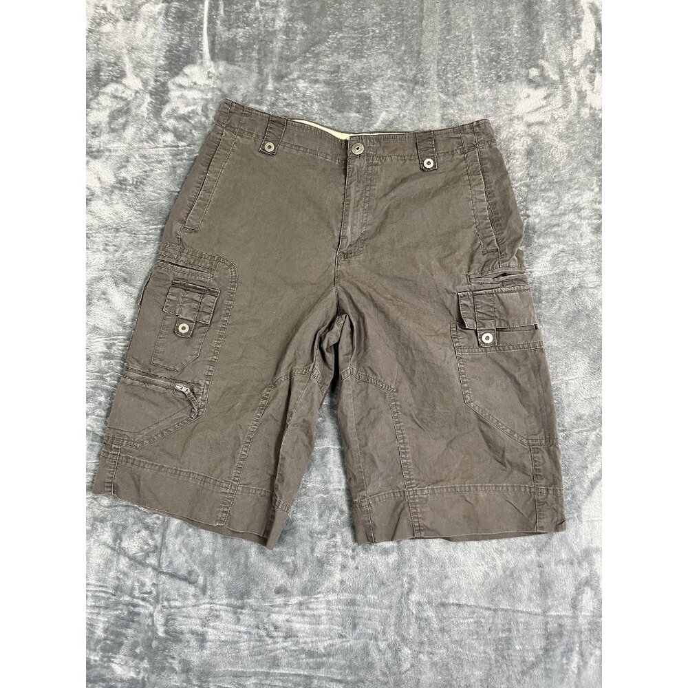 Columbia Mens Brown Cargo Shorts Size 34 Outdoor Utility Pockets Button & Zip